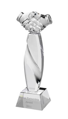 AC152 Engraved Crafted Crystal 'Hand Shake' Award